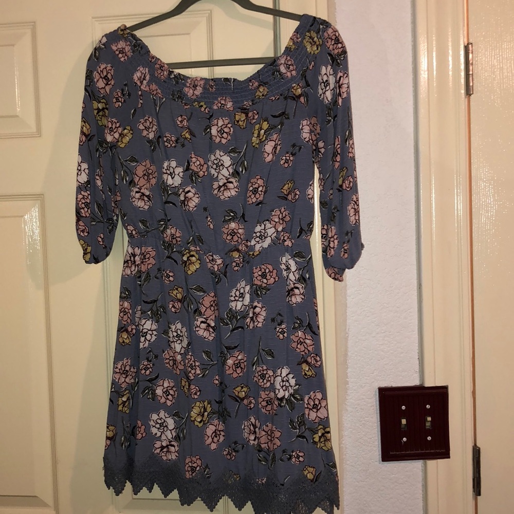 Lavender floral off the shoulder dress